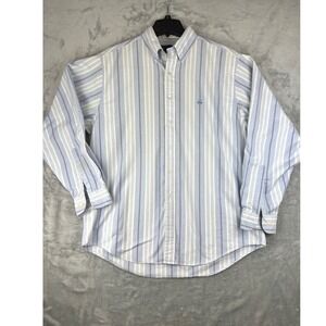 Brooks Brothers Striped Button Down Shirt Blue White Gray Classic Fit Mens L